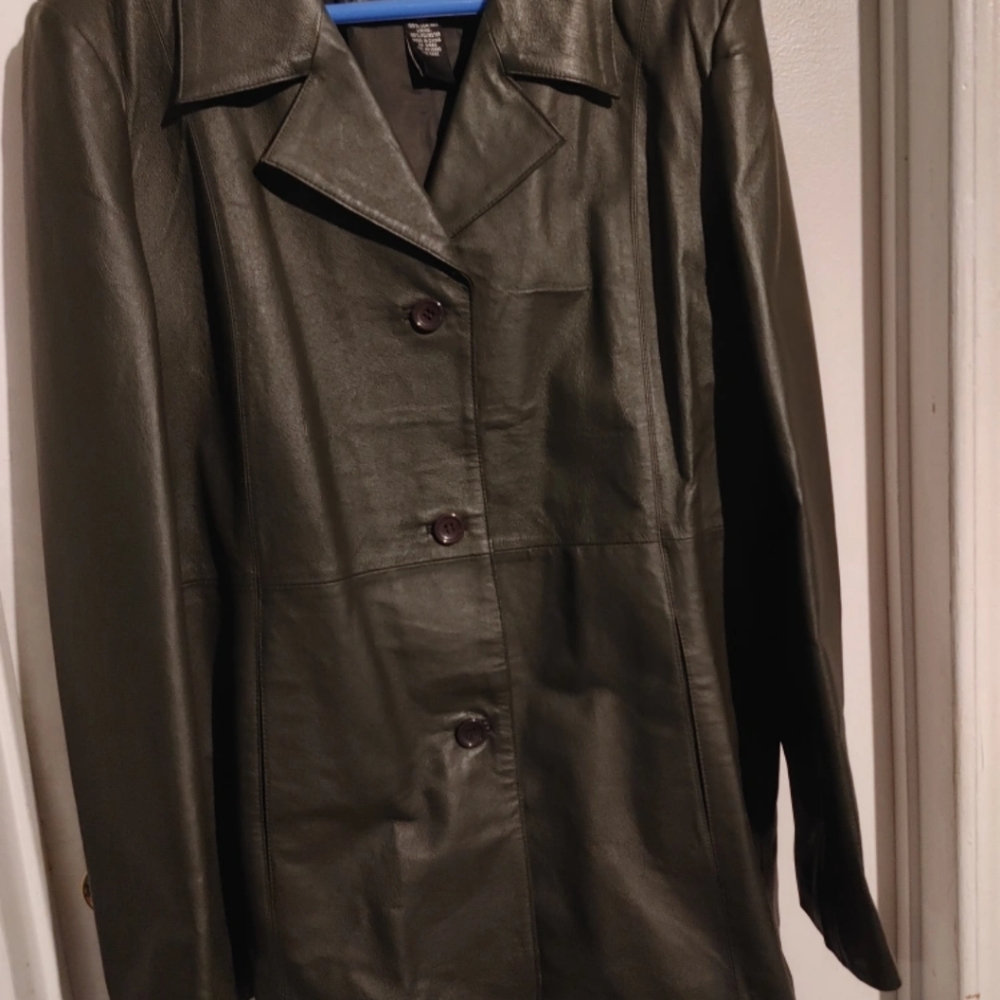 GENUINE GREEN LEATHER JACKET WOMENS XL NEW WITHOUT TAGS